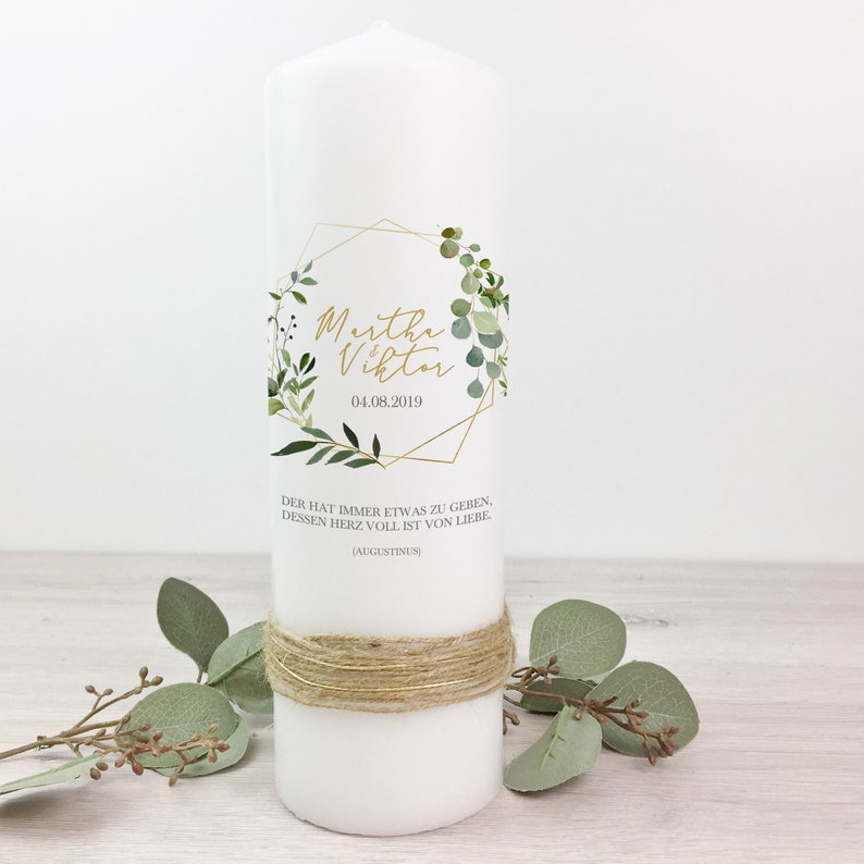 Hochzeitskerze Traukerze Kerze Hochzeit Eukalyptus Etsy.de