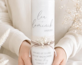 Wedding candle, ceremonial candle, candle, wedding, dried flowers, lace, ribbon, elegant, choice of colors, sage, taupe, blue, dusty rose, hydrangeas, beige