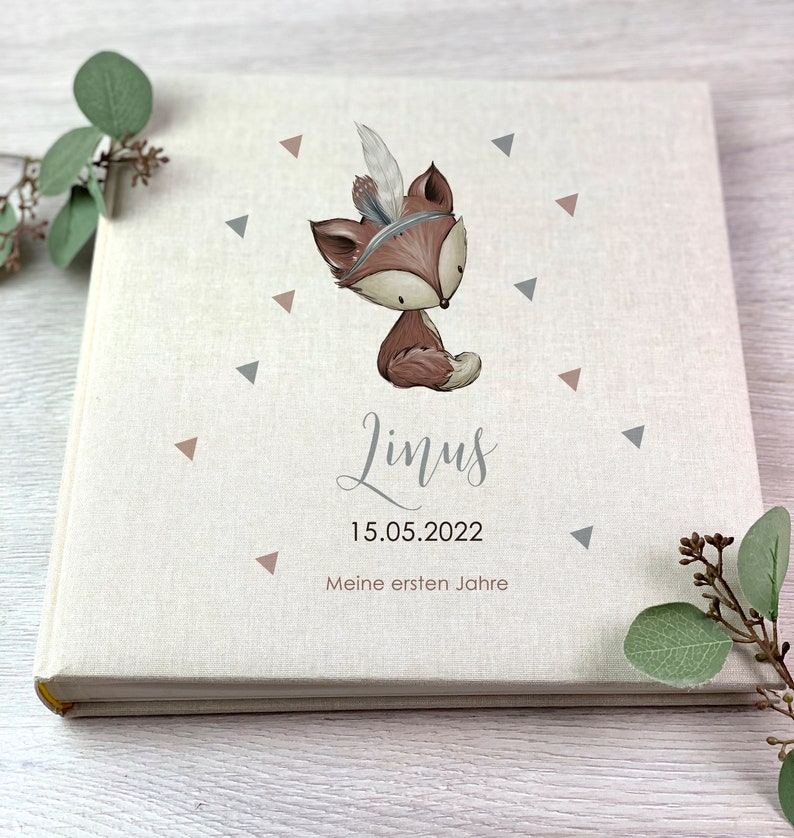 Fotoalbum, Personalisiert, Baby, Kind, Erinnerungsalbum, Mädchen, Junge, Geschenk, Beige Bild 3