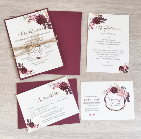 Einladung Hochzeit Hochzeitseinladung Vintage Blumenkranz Etsy