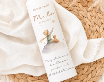 Personalized christening candle “Milo” for boys – candle for christening or blessing with stars and blessing.
