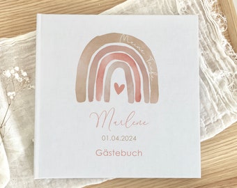 Gästebuch Taufe personalisiert, Regenbogen Marlene, Erinnerungsbuch, Taufe, Kommunion, Konfirmation, Geschenk