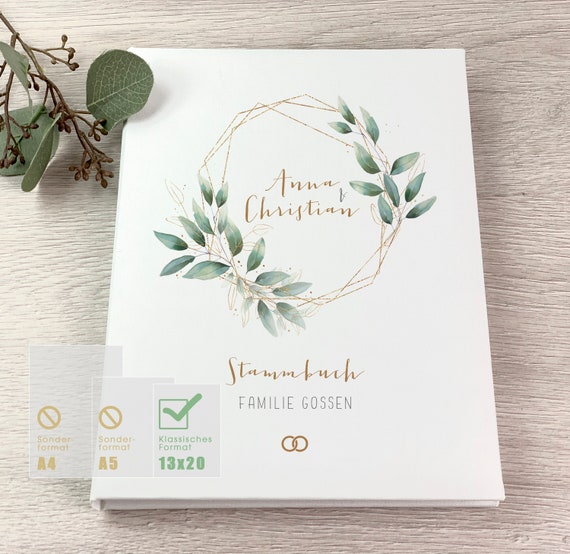 Family Book Classic Format Family Record Book Leaf Wreath Etsy