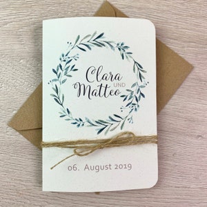 MUSTER - Hochzeitseinladung Einladung, Hochzeitskarte, Klappkarte, Oliven, Kranz, Greenery, Natur - Serie 56