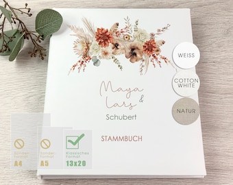 Personalisiertes Stammbuch "Maya & Lars", Familienstammbuch, Blumen, klassisches Format