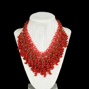 Vintage 1930&#39;s Glass & Celluloid Necklace - Waterfall Beads - Bib - Chain - Dangle - Statement - Rare