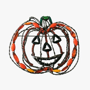 Vintage Pumpkin Brooch HUGE Jack O Lantern David Mandel The Show Must Go On High Fashion Couture Collectors Item RARE image 1