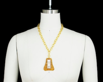 Vintage 1930's Applejuice Bakelite Necklace - Carved - Rhinestone - Celluloid - Statement - Rare - Pendant - Art Deco