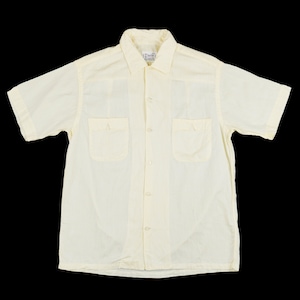Vintage 1950&#39;s Cassino Button Down - Loop Collar - Sanforized Cotton - Short Sleeve - Gauzy Yellow -  Medium