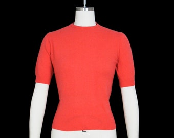 Vintage 1950s Pull Over Sweater - Hadley - Red - Crew Neck - Short Sleeve - Small / Medium - Ready to Wear