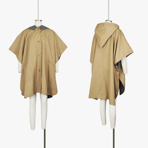 Vintage 1960s Bonnie Cashin Cape Pointed Hood Camel Wool Avant Garde High Fashion Statement Poncho Brass Small Medium Large image 1