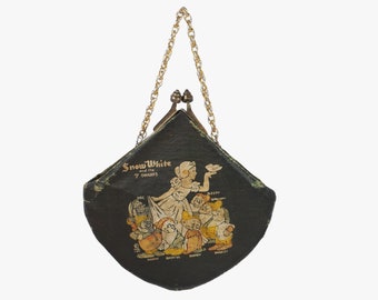 Vintage 1930s Snow White Purse - Walt Disney - Childs Bag - Novelty Purse - Top Handle - Promotional Piece