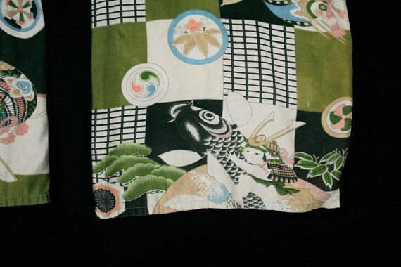 Vintage 1940s Novelty Print Robe - Oriental - Koi… - image 7