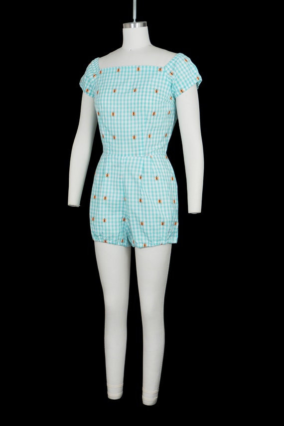 Vintage 1950s Romper & Skirt Set - Blue Gingham -… - image 3