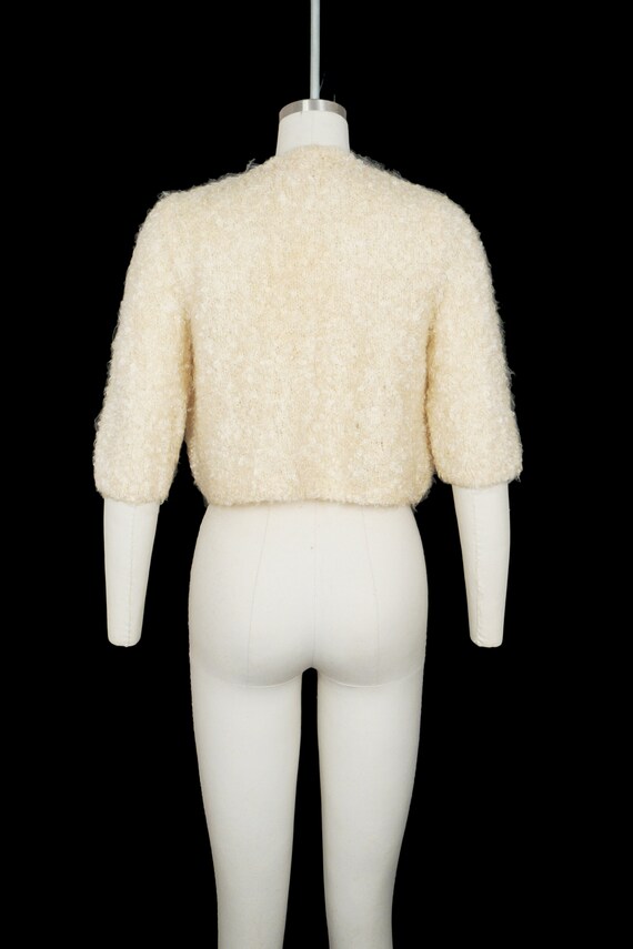 Vintage 1950s Cream Mohair Sweater - Short Sleeve… - image 4