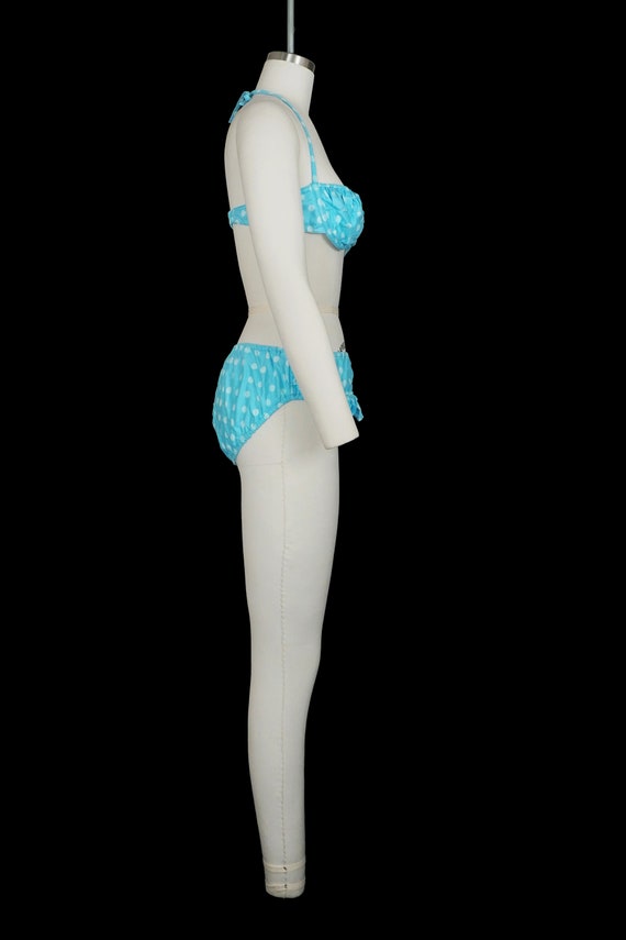 Vintage 1950's French Bikini - Swim Suit - Blue W… - image 3