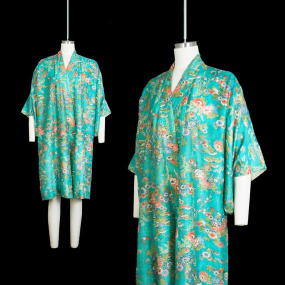 Vintage 1930s Silk Kimono - Robe - Jade Green - Ch