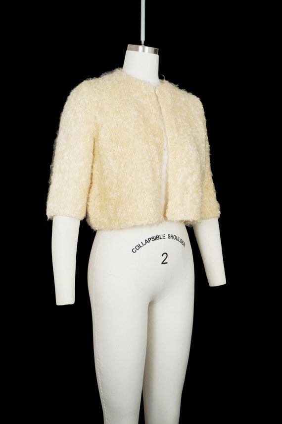 Vintage 1950s Cream Mohair Sweater - Short Sleeve… - image 3