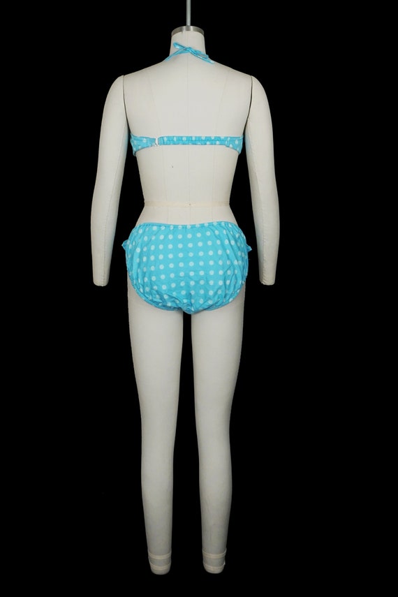 Vintage 1950's French Bikini - Swim Suit - Blue W… - image 4