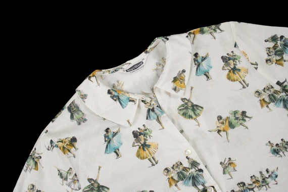 Vintage 1950s Ballerina Novelty Print Blouse - De… - image 6