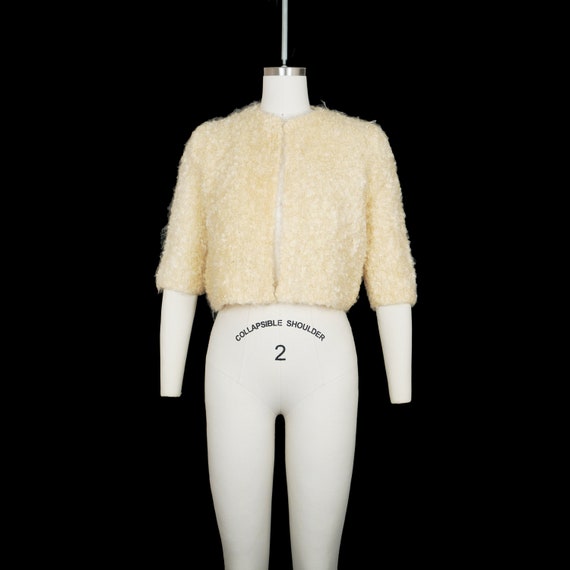 Vintage 1950s Cream Mohair Sweater - Short Sleeve… - image 1