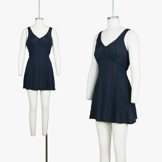 Vintage 1940's Swimplay Swim Suit - Navy Blue - Sk