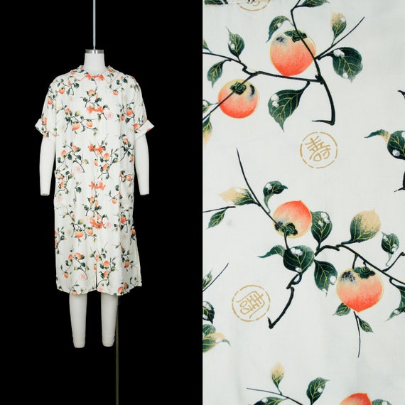 Vintage 1950s Rayon Robe - Cream Pink Green - Peaches Leaves Fruit Peach  Novelty Print - Wedding Dressing Gown - Small Medium Large - Etsy