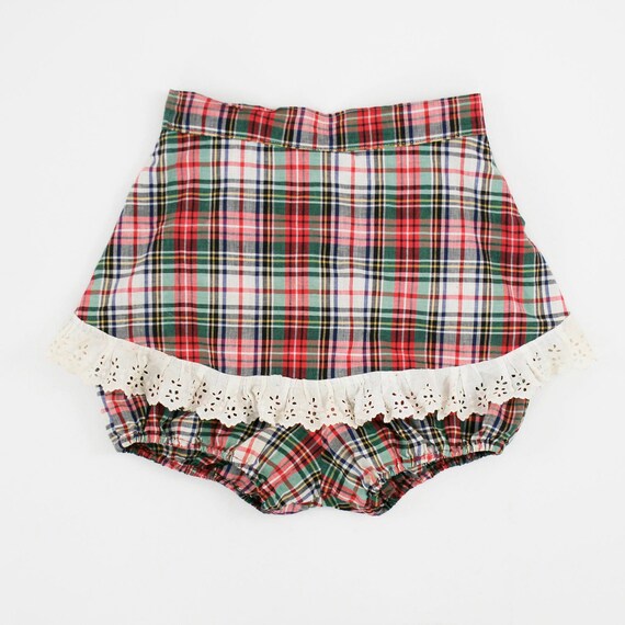 Vintage 1940s Bloomers Skort - Red Multi. Plaid -