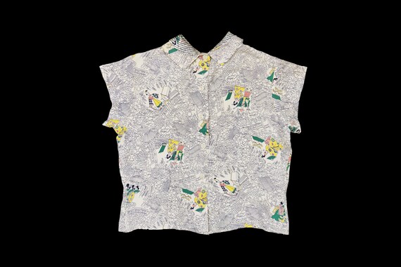 Vintage 1940s Novelty Print Blouse - Geisha - Pag… - image 9