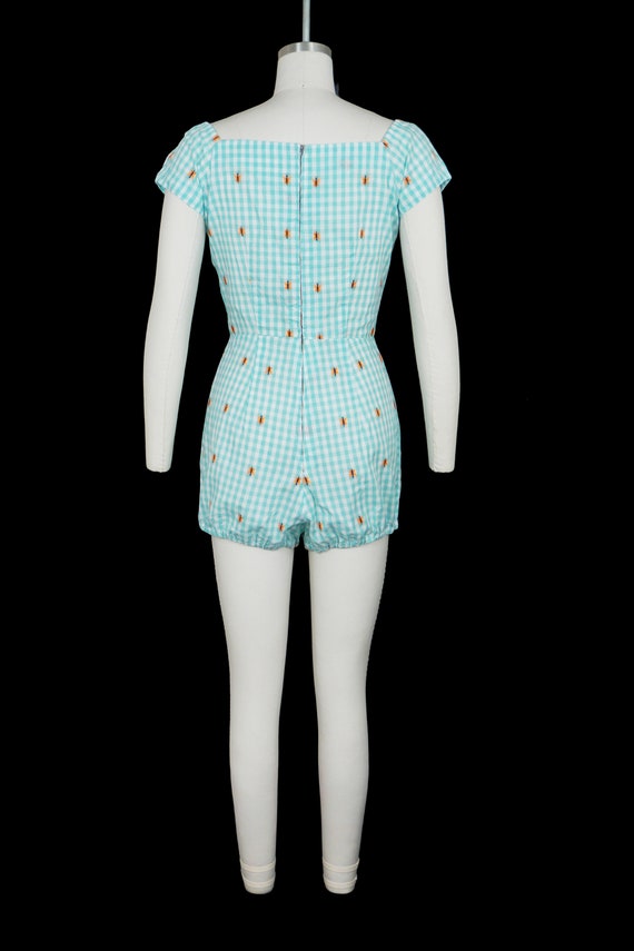 Vintage 1950s Romper & Skirt Set - Blue Gingham -… - image 5