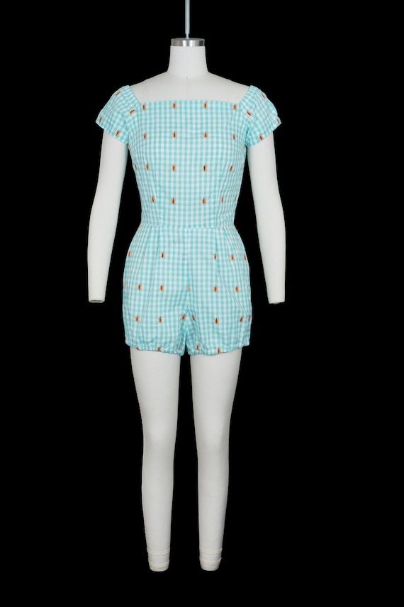 Vintage 1950s Romper & Skirt Set - Blue Gingham -… - image 2