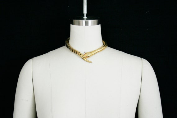 Vintage 1930's Snake Necklace - Choker - Gold Meta