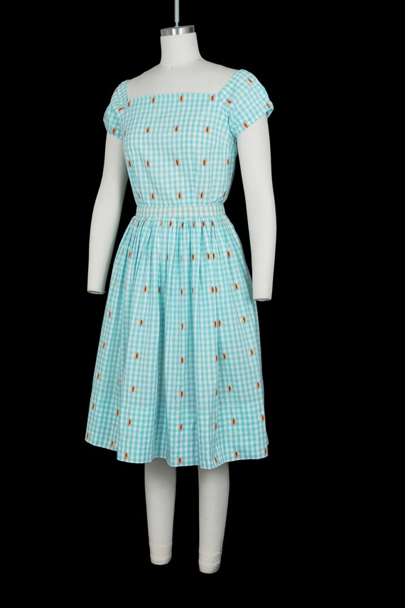Vintage 1950s Romper & Skirt Set - Blue Gingham -… - image 6