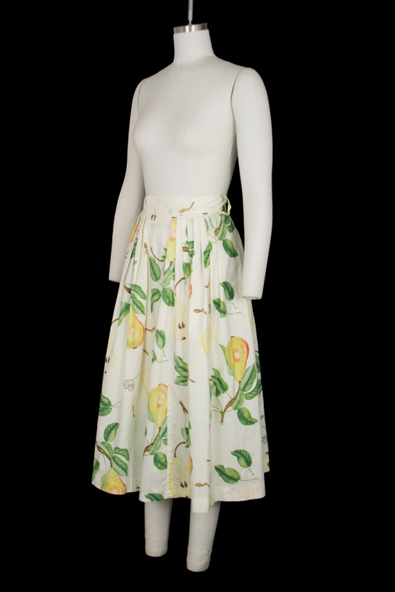 Vintage 1950s Pear Print Skirt - Fruit Novelty Pa… - image 4