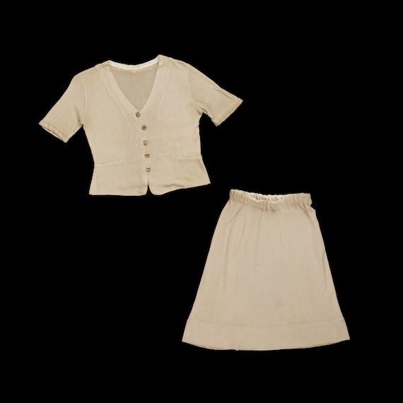 Vintage 1940s Knitwear Skirt Set - Blouse - Deco B