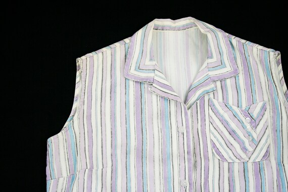 Vintage 1940's Button Front Blouse - Purple & Blu… - image 8