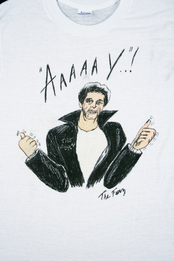 Vintage 1970s Hand Drawn T-Shirt - The Fonz - Hap… - image 5