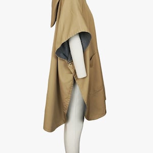 Vintage 1960s Bonnie Cashin Cape Pointed Hood Camel Wool Avant Garde High Fashion Statement Poncho Brass Small Medium Large image 4