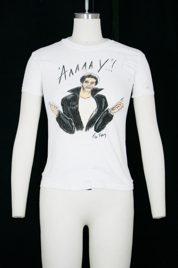 Vintage 1970s Hand Drawn T-Shirt - The Fonz - Hap… - image 2