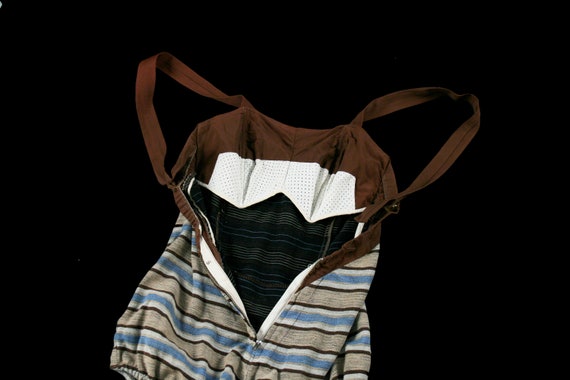 Vintage 1950's Striped Swim Suit - Low Back - One… - image 7