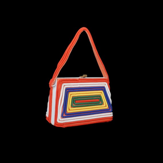 Vintage 1940s Multi. Color Telephone Cord Purse -… - image 3