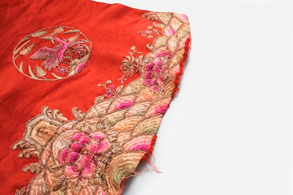 Antique Embroidered Silk Chinese Jacket - Red - S… - image 8