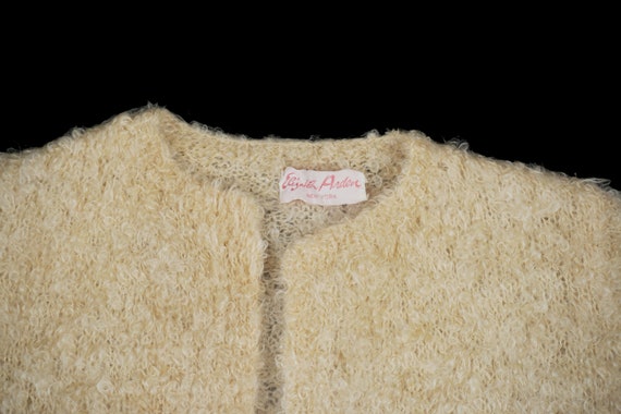 Vintage 1950s Cream Mohair Sweater - Short Sleeve… - image 6