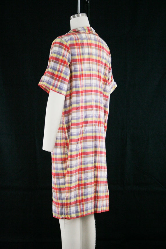 Vintage 1950s Bleeding Plaid Day Dress -  Madras … - image 3