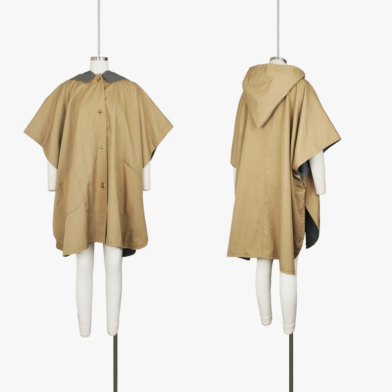 Vintage 1960s Bonnie Cashin Cape Pointed Hood Camel Wool Avant Garde High Fashion Statement Poncho Brass Small Medium Large image 1