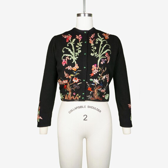 Banned »WINTER LEAVES« Vintage EMBROIDERY Langarm 50s CARDIGAN Strickjacke main image 0