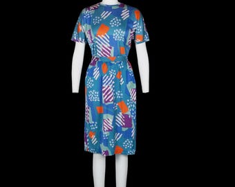 Vintage 1980s Missoni - Two Piece Set - Skirt - Blouse - Dolman Sleeve - Cotton - Abstract - Small
