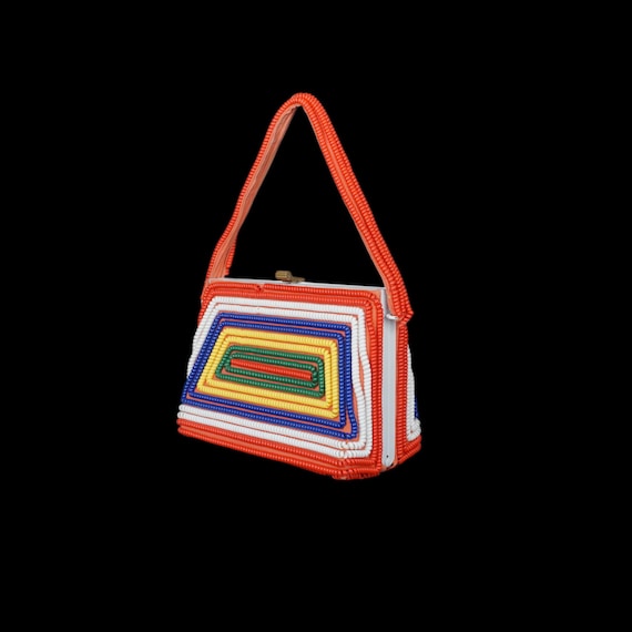 Vintage 1940s Color Telephone Cord Purse Cherry Red