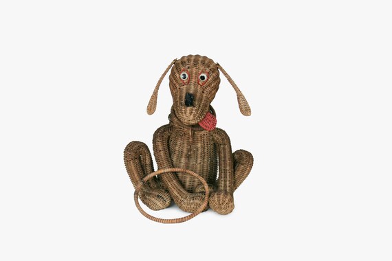 Vintage 1950s Wicker Dog Purse - Pluto - Figural B