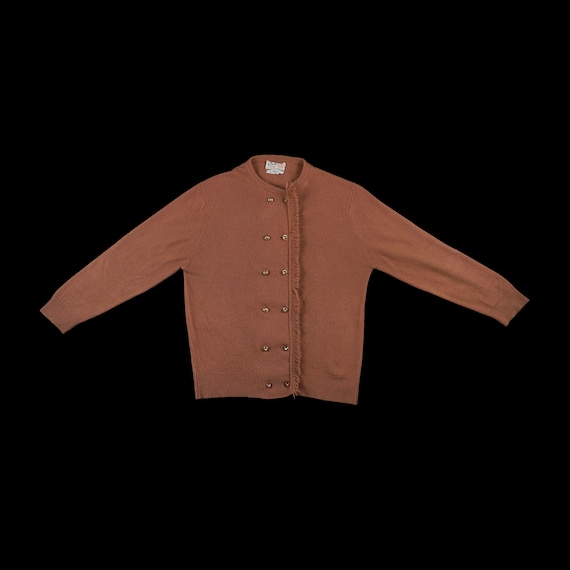 Vintage 1950's Givenchy Sweater Talbott Brown Fringe Crew Neck
